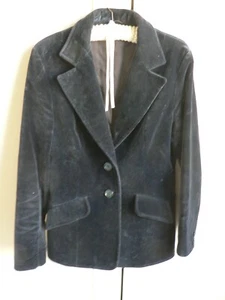 Vintage 1970s Velvet Jacket Navy Blue Cotton Boho Blazer Size M/L Miss Smith - Picture 1 of 4