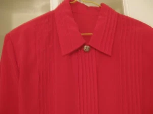 Vintage BLOUSE, Silky Poly, Red, Small, Button Down Long Sleeve, Comfortable - Picture 1 of 3