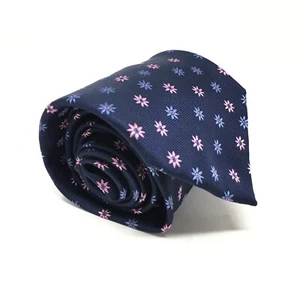 Thomas Pink Classic Tie Blue Pink Floral 100% Silk Made France Necktie - Picture 1 of 7