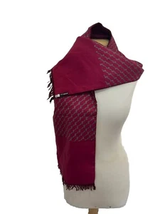S4# Hermès réversible rectangle Silk scarf red 53/15 inch made in France - Picture 1 of 6