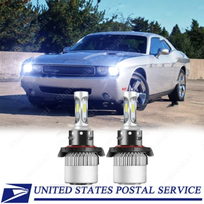 9008 H13 LED Headlight Hi/Lo Beam Bulbs Kit 6000K For Dodge Challenger 2009-2014 - Image 1 of 4