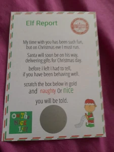 100 tarjetas de rascar de Santa's Elf Report traviesas o bonitas lista - Imagen 1 de 1