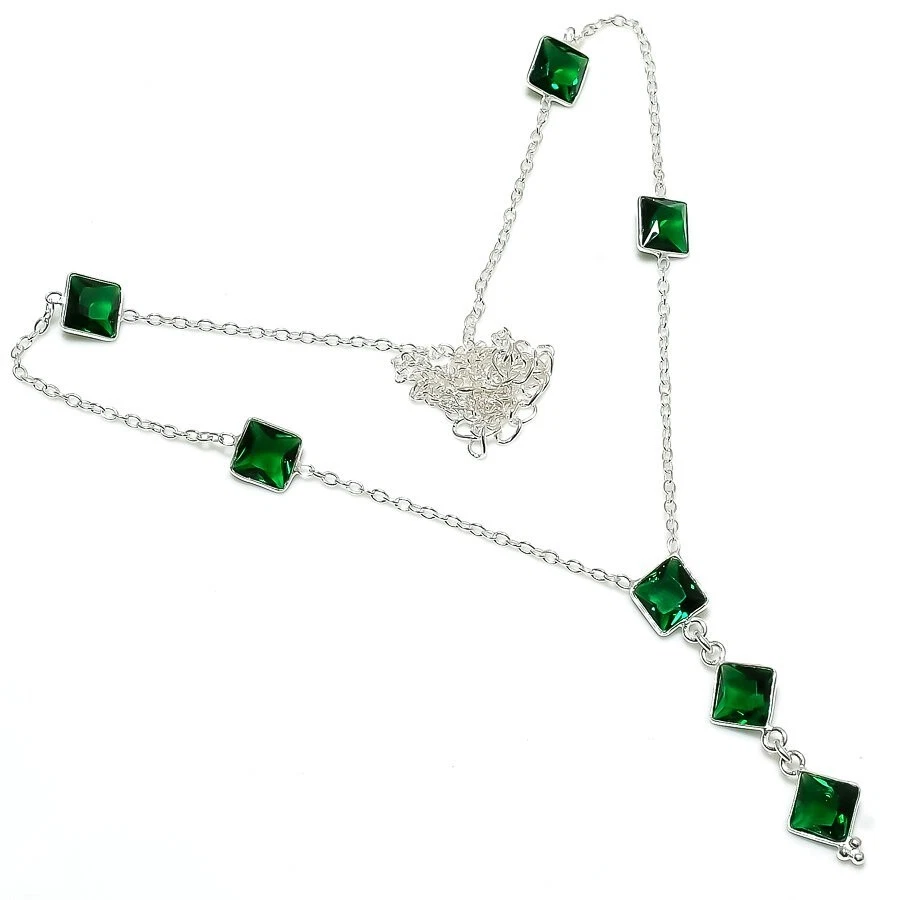 Chrome Diopside Gemstone Handmade 925 Sterling Silver Jewelry Necklace Sz 18" - Image 1 of 1