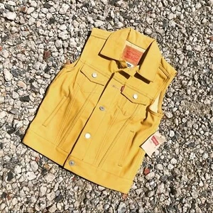 Levis Yellow Denim Jean Vest Kids Small - Picture 1 of 5