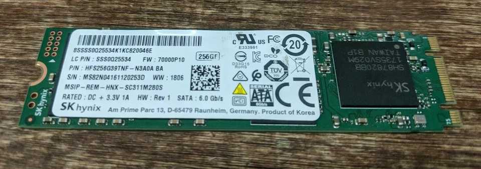 Hynix HFS256G39TNF-N3A0A - M.2 256GB SATA SSD Hard Drive Free Shipping - Image 1 of 1