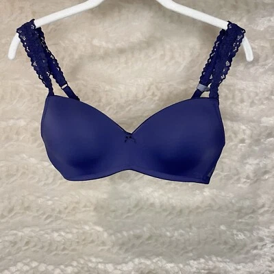 Sujetador Aerie 36C Azul Marino Real Happy Inalámbrico Acolchado Elevador Foto 1 de 4