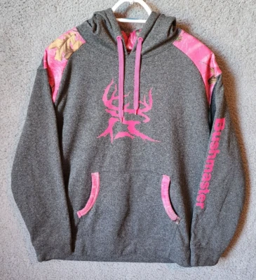 Bushmaster Mujer Realtree Pullover Sudadera con Capucha Gris/Rosa Camuflaje Talla XL Foto 1 de 4