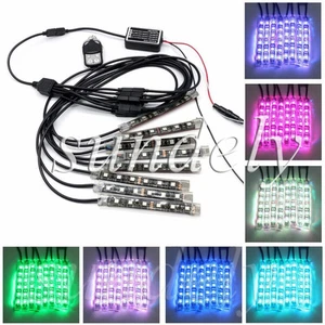 8PC Car Motorcycle ATV Strip RGB LED Remote Under Glow Neo Multi Color Light Kit - Picture 1 of 12