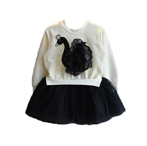 Mädchen langarm schwarz Schwan Tutu seltenes Kleid rot weiß 3 4 5 6 7 8 Jahre - Bild 1 von 8