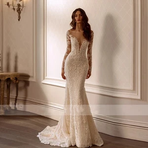 Sweetheart Mermaid Wedding Dresses Sexy Backless Lace Appliques Bridal Gowns  - Picture 1 of 13