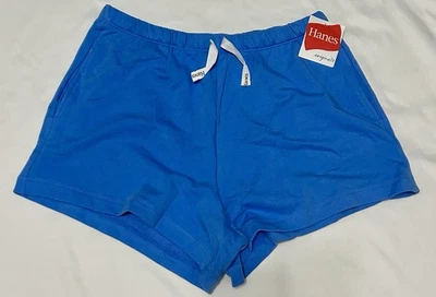 Женские шорты Hanes Originals Comfywear French Terry Lounge, 4 дюйма, синие, размер L - Изображение 1 из 3