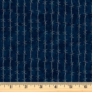 Running Wild Navy Barbed Wire 30630 N Cotton Fabric By the half yard - Picture 1 of 2