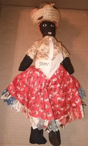 Jamaican Souvenir Cloth Rag Dolls Handmade Folk Art Ethnic Woman Vintage  - Picture 1 of 10