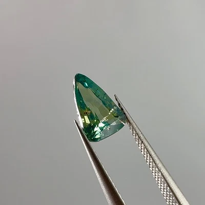Rare Natural Unheated Trillion Cut Green & Yellow Parti Sapphire From Madagascar - Image 1 of 4
