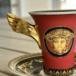 Authentic Versace Rosenthal Medusa Red Coffee Cup with Saucer (0.18 l) - Picture 1 of 15