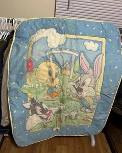 Vtg Looney Tunes Crib Blanket - Picture 1 of 2