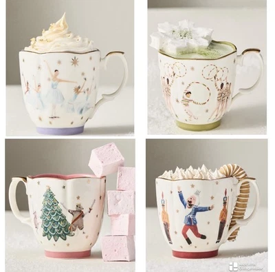 Anthropologie~New York City Ballet~Nutcracker ~MUGS~ Set  Of 4~NIB~SOLD OUT~🩰🎄 - Image 1 of 4