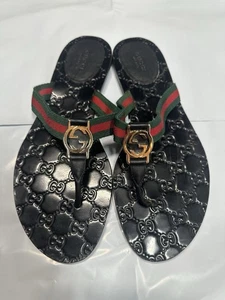 Gucci GG Black Thong Guccissima Sandals Logo Monogram Flip Flop Size 40.5 - Bild 1 von 13