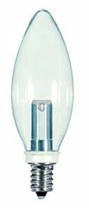 LED BA9 1/2 Clear Bulb - Candelabra Base - 1W - 120V - SATCO-S9152 - Picture 1 of 1