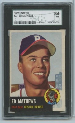 1953 Topps Eddie Mathews #37 SGC 7 - Imagem 1 de 2
