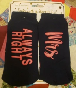 SIMPLY SOUTHERN "Mrs. Always Right" SOCKS WEDDING Skid Resistant Crew - Picture 1 of 2