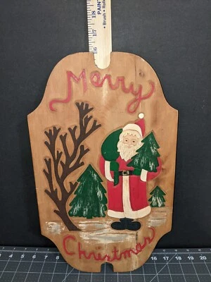 Feliz Navidad Santa Placa de Madera Casa de Campo Rústica Filipinas Percha Foto 1 de 4