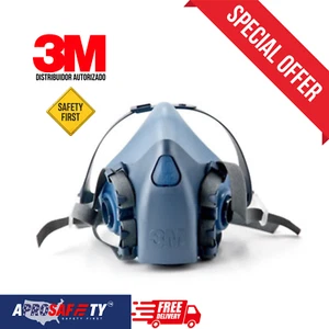 3M Medium 7502 Series Half Face Air Purifying Reusable Respirator Protection USA - Picture 1 of 8