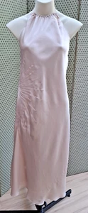 John Rocha Y2K Pink 100% Silk Halter Neck Evening Midi Dress - Size 14 Fairycore - Picture 1 of 11