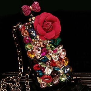 3D Bling Diamonds Glitter Perfume Anti Fall Phone Cases & neck strap For Samsung