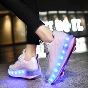 Roller Skates For Kids Boys Girls 2 Wheels Sneakers Light Up Sport Skating Shoes - Picture 1 of 15