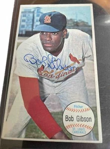 1964 Topps Giants Bob Gibson signiert Beckett In Store Witnessed - Bild 1 von 4