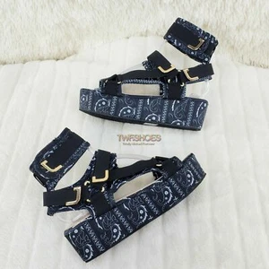 Bandana 2" Plataforma Arnés Correa Sandalia Zapatos EE. UU. 6-11 Negro Bandanna - Imagen 1 de 13