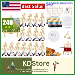 Complete 240 PCS Painting Supplies Kit - 20 Wooden Easels & 200 Brushes Included - Picture 1 of 9