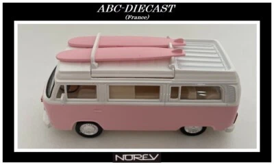VOLKSWAGEN T2 COMBI Rose et Blanc avec Planches de Surf - 1/43 NOREV 430401 T2 - Photo 1/4