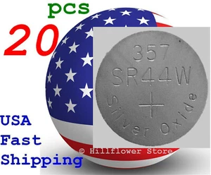 20 pcs SR44 SR44SW 303 357 G13 357A SR44W Bulk Silver Oxide Top Battery - Picture 1 of 6