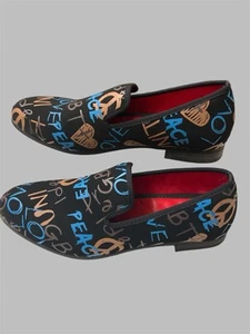 Mocassini Meijiana Luxury Uomo Nero Scarpe Multicolore Graffiti Tg 11 - Foto 1 di 7