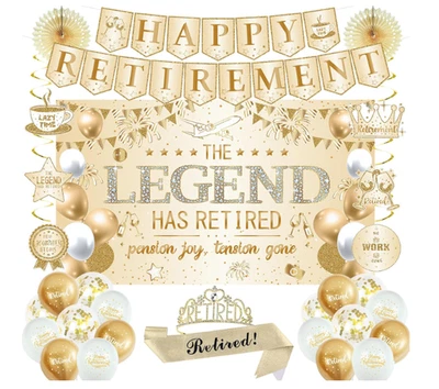 Decoraciones para fiestas de jubilación - negras y doradas Foto 1 de 3