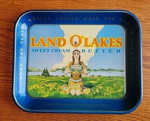 Vintage  Land O' Lakes  Sweet Cream Butter Metal Advertising Serving Tray - Picture 1 of 20