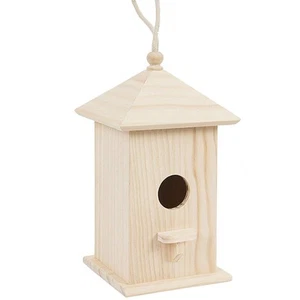 Wooden Birdhouse Creative Wooden Hanging Bird House for Small Bird DIY Birdca... - Picture 1 of 5
