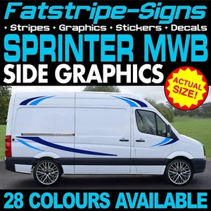 passend für MERCEDES SPRINTER MWB GRAFIK AUFKLEBER STREIFEN RENNEN CAMPER VAN WOHNMOBIL - Bild 1 von 2