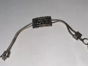 Brazalete deslizable de plata esterlina BULSA 2 hilos eslabones de trigo AMOR 7,25-7,5" RARO - Imagen 1 de 7