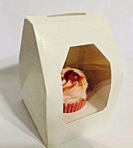15 x White Windowed Cupcake Boxes For 1 Cup Cake With Removable Inner Tray - Picture 1 of 1