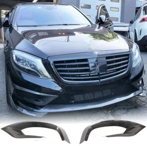 For Benz W222 Sport S63 REAL CARBON Front Bumper Fins Canards Vent Splitter - Picture 1 of 13