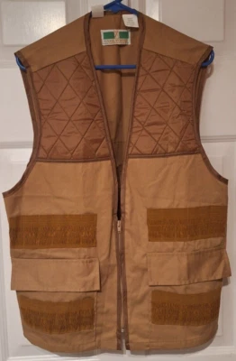 Mens Game Winner Hunting Shooting Vest L 42/44 Brown Tan Padded Vintage 80s 90s - Image 1 of 4