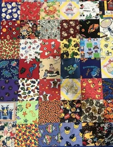 Handmade Children's Block Patchwork Quilt Nap Blanket Multi Themed 44" X 50" - Picture 1 of 12