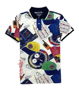 Polo Ralph Lauren Custom Slim Fit Nautical Racing Polo Shirt White MU Size-M NWT - Picture 1 of 7