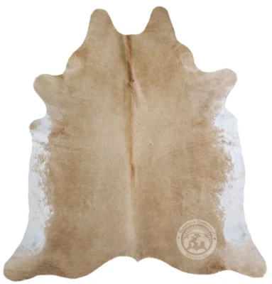 Real Cowhide Rug Beige Exotic - Size 6 x 6-7’ - Image 1 of 4