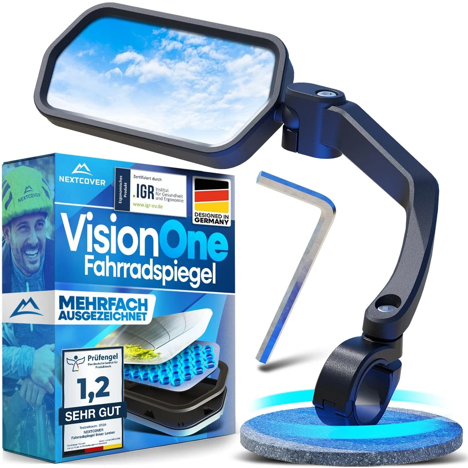 NEXTCOVER® Fahrradspiegel Lenker ProVision-Echtglas Rückspiegel für E-Bike - Bild 1 von 1