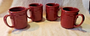 LONGABERGER GEWEBTE TRADITIONEN PAPRIKA ROT 12 Unzen KAFFEETASSEN TASSEN 4er Set Hergestellt in den USA - Bild 1 von 12