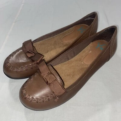 Zapatos de vestir para mujer YUU Raven de cuero bronce topo sin cordones de ballet planos lazo 7,5 Foto 1 de 4